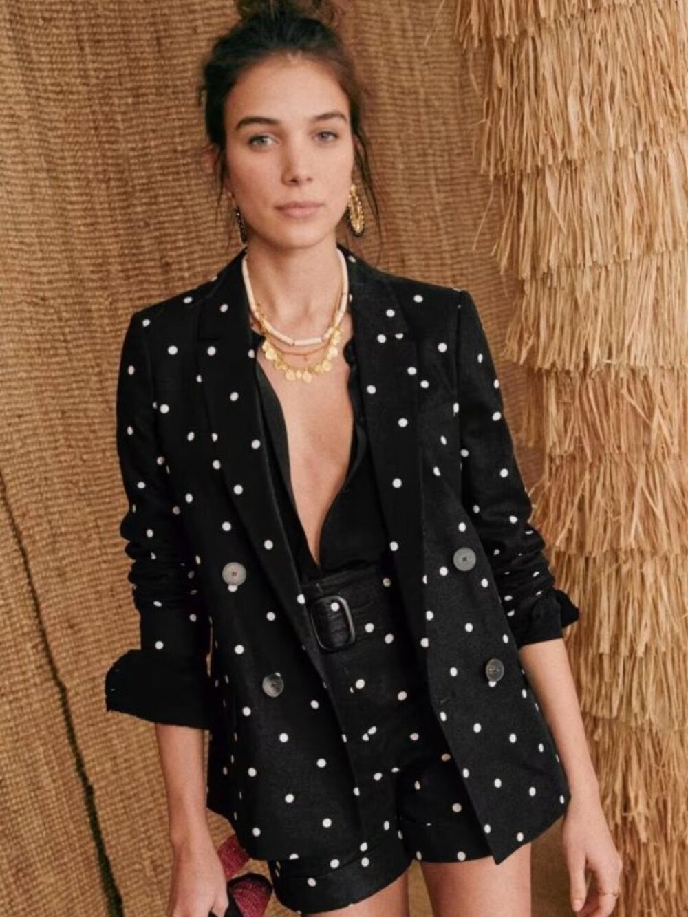 Sézane Christie Jacket in Polka Dots Black / Ecru, size 38 ~ NWOT!